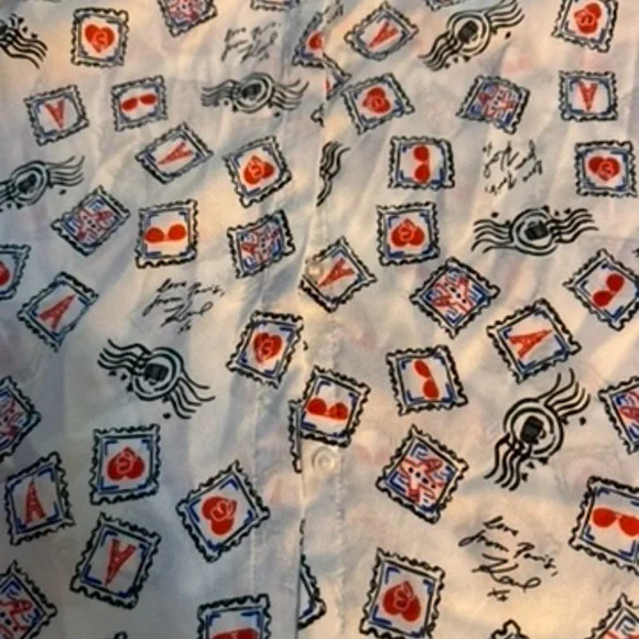 “love Letters” Karl Lagerfeld White Pattern Shirt size large - Picture 4 of 7